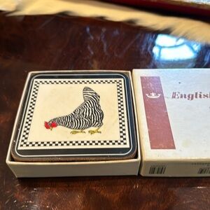 les Poules Rooster Coasters by English Life in box 6 total